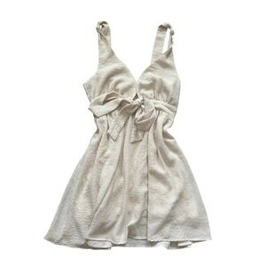 Cream Tie‎ front mini dress coquette fairy S